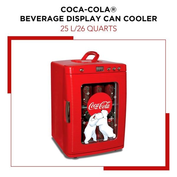 Coca-Cola 25L Mini Fridge – 28 Can Tabletop Cooler & Warmer for Drinks, Snacks or Home Use (Red)