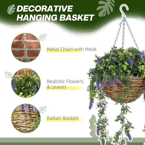Wyld Haus Nodimo Set Of 2 Artificial Lavender Hanging Baskets With Silk Finish