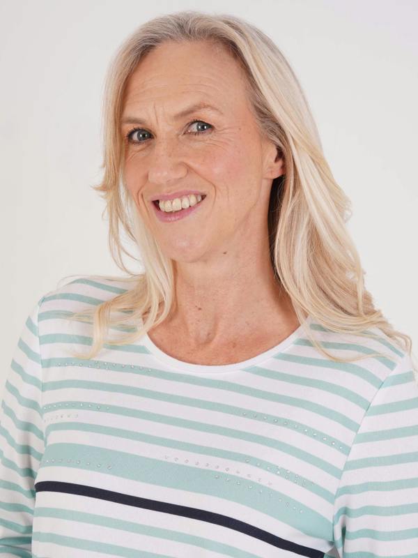 TIGI Stripe And Nailhead Neck Detail Top