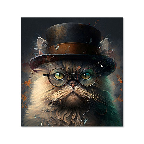 Warren Reed - Designer Persian Cat With Glasses Splashart Kitchen Splashback