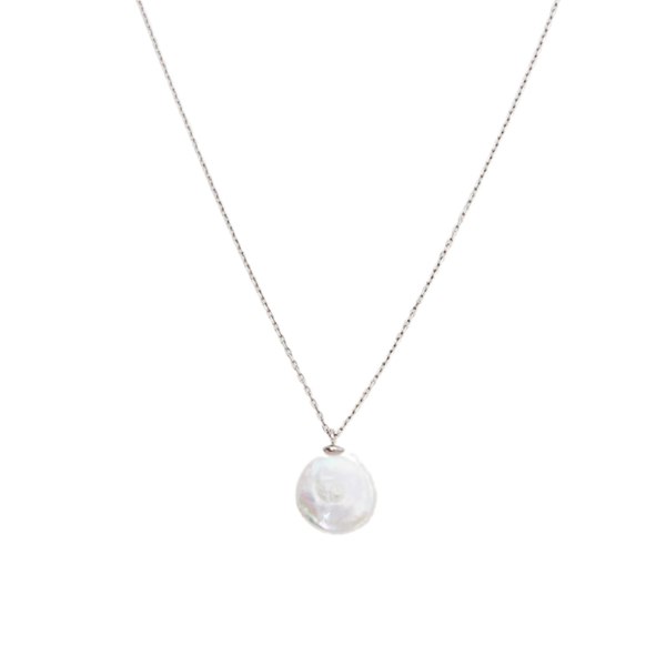 Spero London Baroque Flat Pearl Pendant Necklace Sterling Silver