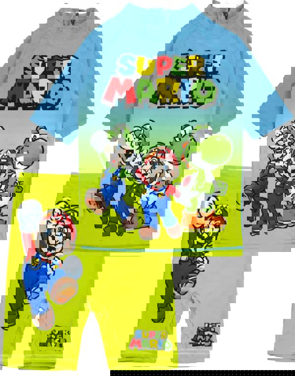 Nintendo Boys Blue Mario & Luigi Placement Print 2 Piece Swim Set