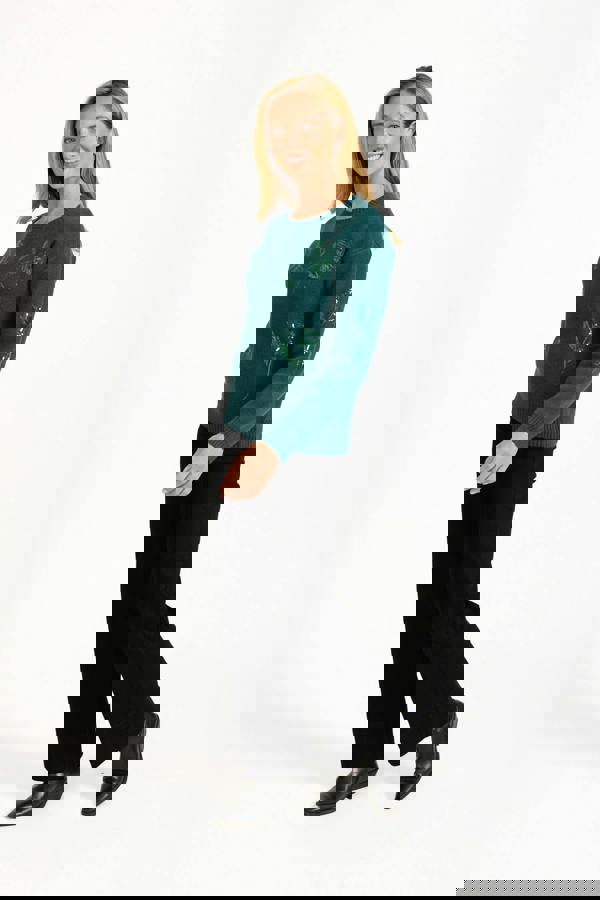 Flower Sequin Embellished Jumper