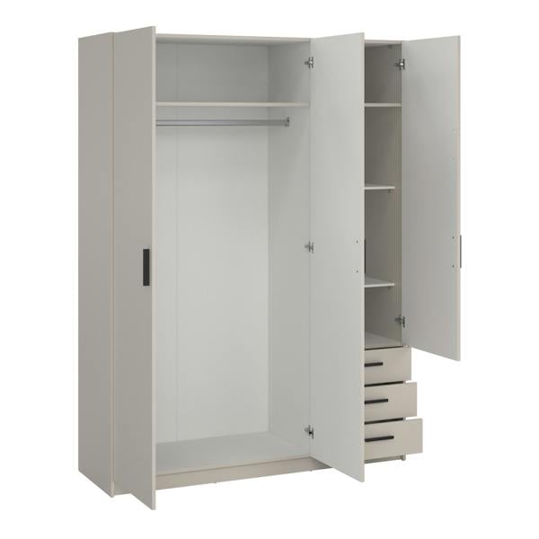 Furniture To Go Sprint Wardrobe with 3 Doors + 3 Drawers in Cashmere