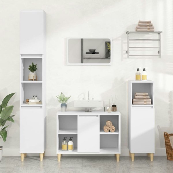 Berkfield 3 Piece Bathroom Furniture Set White Engineered Wood