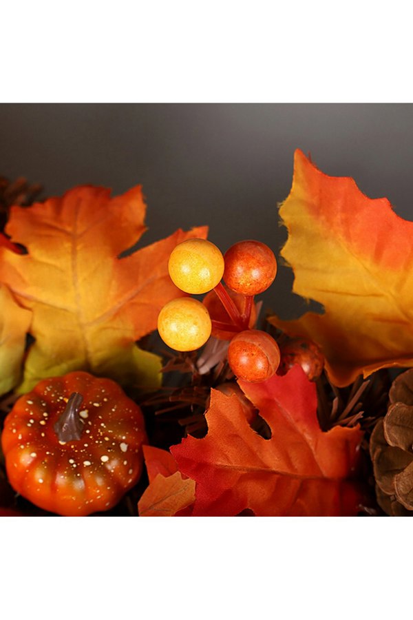 Living and Home Artificial Maple Leaf Wreath Outdoor Decoration for Halloween and Thanksgiving