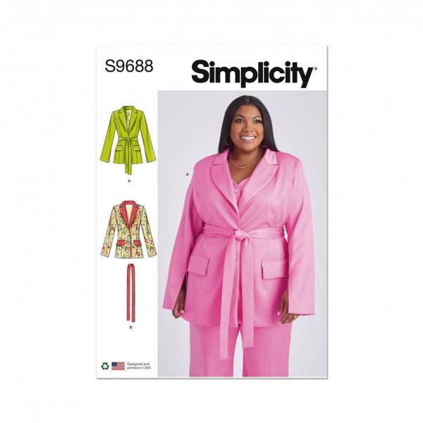 Simplicity Sewing Pattern 9688, Jackets, Belts for Women, M1 (10-12-14-16-18) - Intermediate
