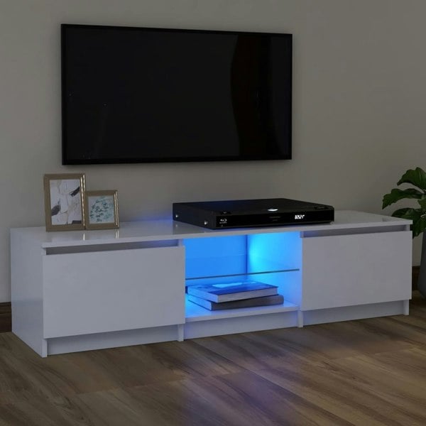 Berkfield TV Cabinet with LED Lights White 120x30x35.5 cm