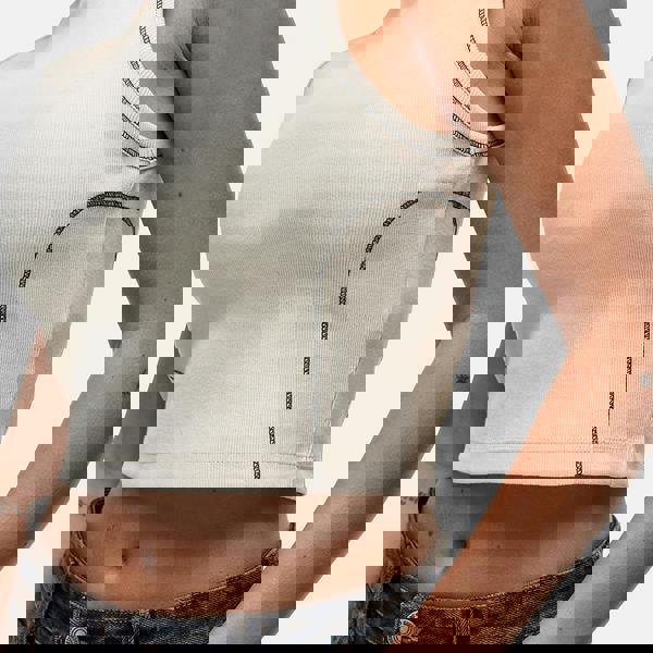 Good For Nothing Cream Stitch Detail Cropped Vest Top - Cream Image 3