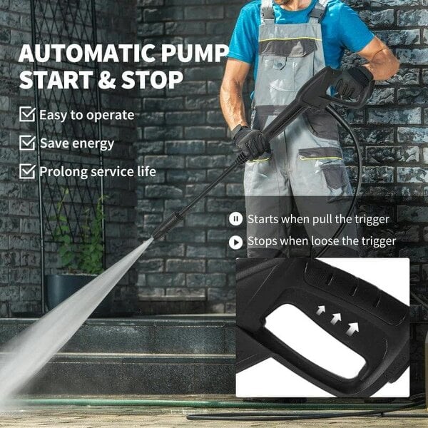 2200W High Pressure Washer, 170 Bar Pressure Washer with Adjustable Nozzle and 6M Hose, 32W x 32D x 80H cm Blue