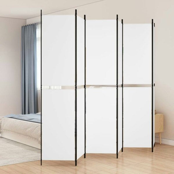 Berkfield 6-Panel Room Divider White 300x220 cm Fabric