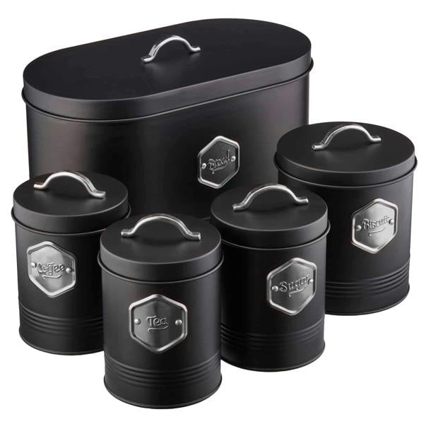 Cooks Professional 5 Piece Kitchen Storage Set | Black / Silver