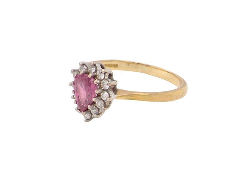 Vintage Tom A pear shaped ruby and diamond cluster ring