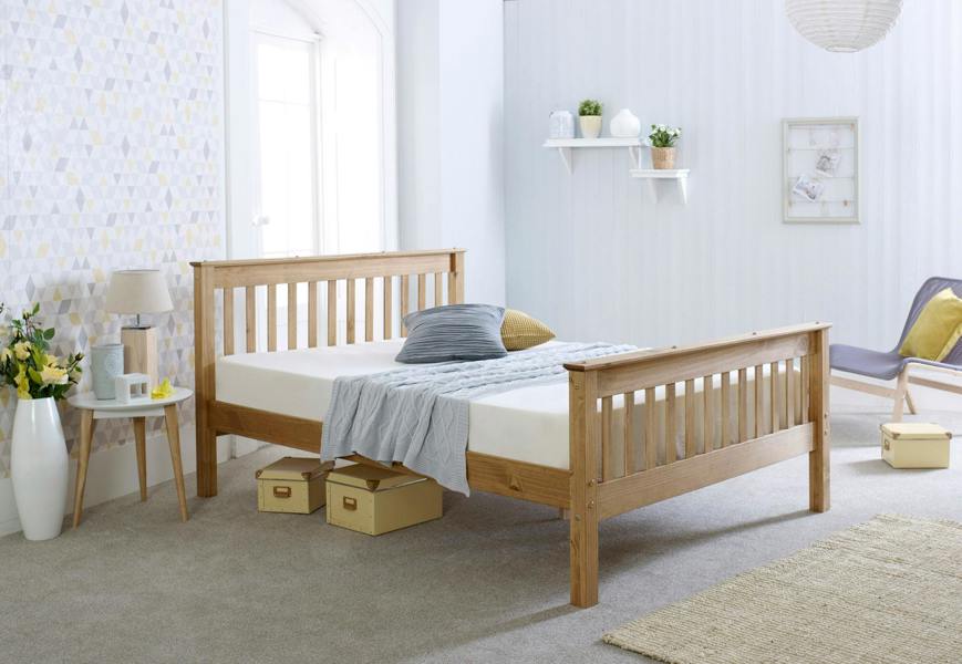Mission TM Somerset Waxed Pine Bed Frame with Slatted Headboard Single to King