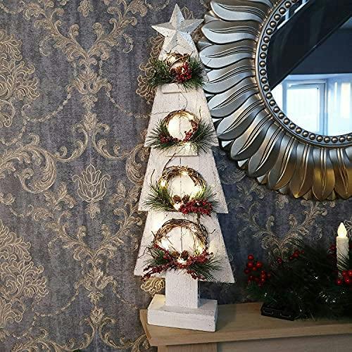 25 x 10 x 80H cm Grey Wooden LED Christmas Tree Tabletop Decoration with Warm White Lights image 6