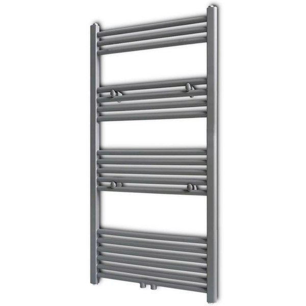 Berkfield Grey Bathroom Central Heating Towel Rail Radiator Straight 600x1160mm