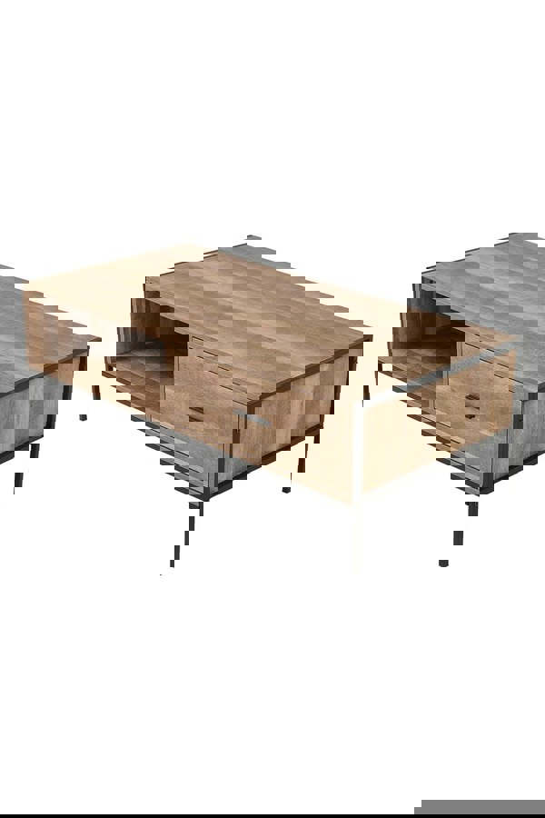 Living and Home Rustic Coffee Table Metal Frame with Drawers