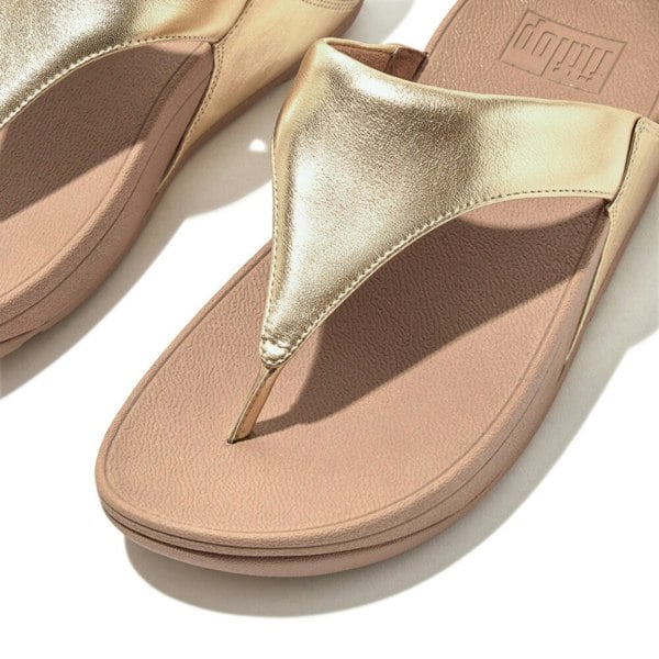 FitFlop LULU LEATHER Womens Toe Post Sandals Platino