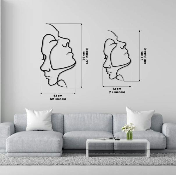 Decortie Two Face Minimalist Metal Line Art Wall Decor 95x53