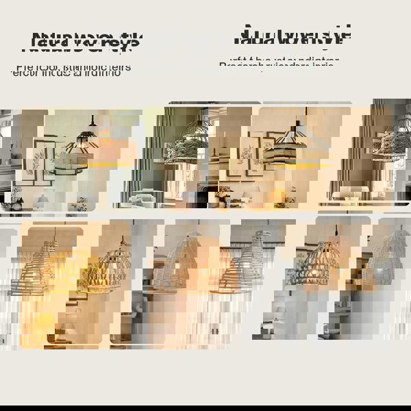 Emitto Ceiling Light Shade Easy Fit Pendant Lampshade Woven Metal Glass E27 B22