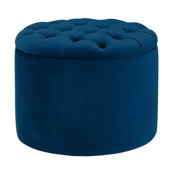 Furniture Edit Queen Navy Velvet Storage Ottoman