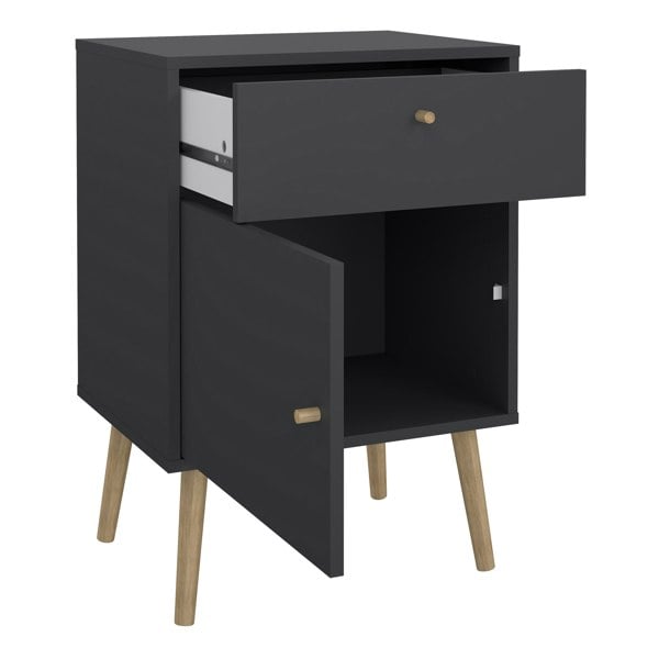 Furniture To Go Cumbria Nightstand 1 Door + 1 Drawer Dark Grey