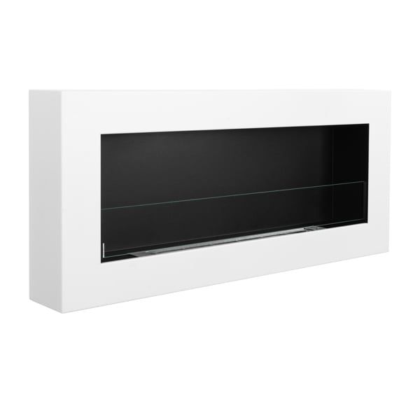 BIOFireplacesGMT Bioethanol Fireplace Wall Mounted 900x400 White Matt with Glass Ventless