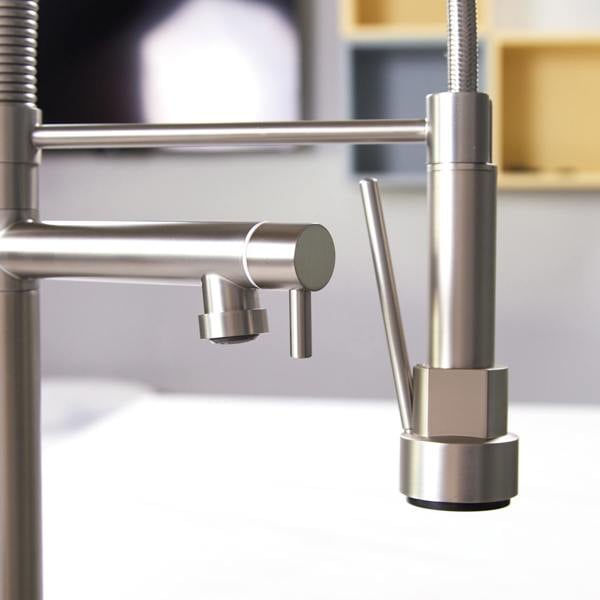Flode Alta | Single Lever Kitchen Sink Mixer Tap with Swivel Spout | Brushed Steel Finish