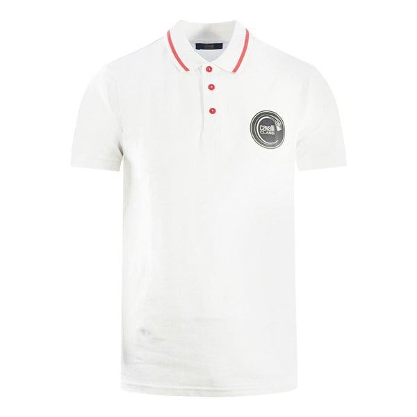 Cavalli Class Circular Snake Logo Polo Shirt - White