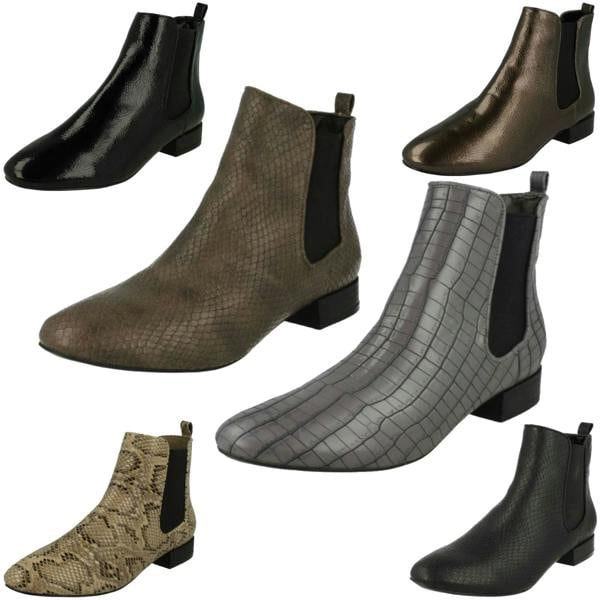 Spot On Ladies Spot On Slip On Ankle Boots