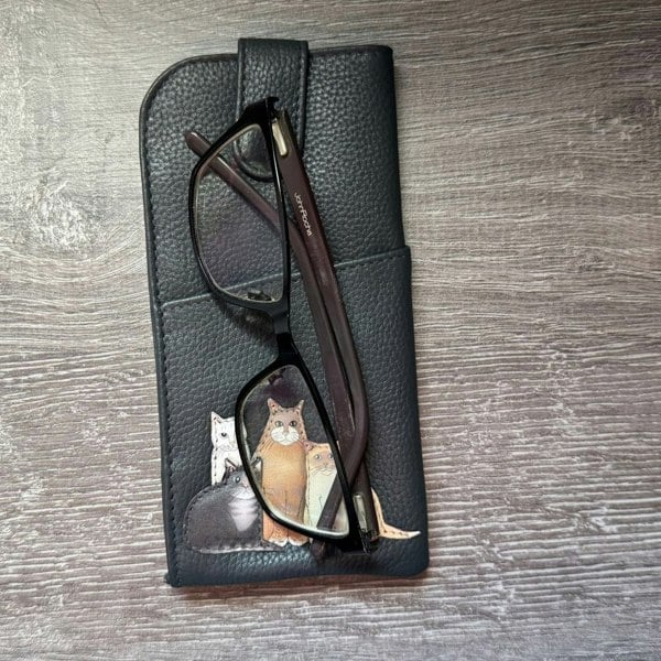 Mala Leather Meowfia Cats Wide Fit Leather Glasses Case