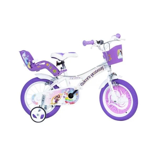 Dino Bikes Dino Unicorn Academy 14in Kids Bike - White/Purple