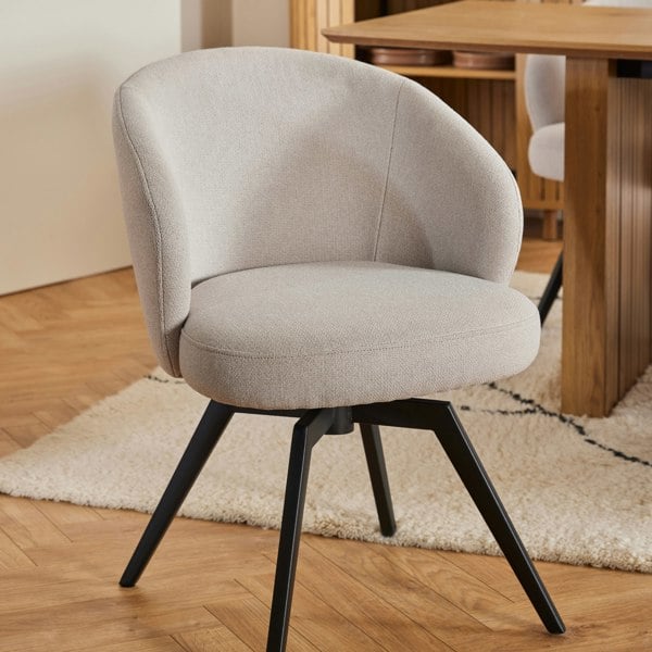 Furniture To Go Darlene Dining Chair with Armrest and Swivel Function in Beige