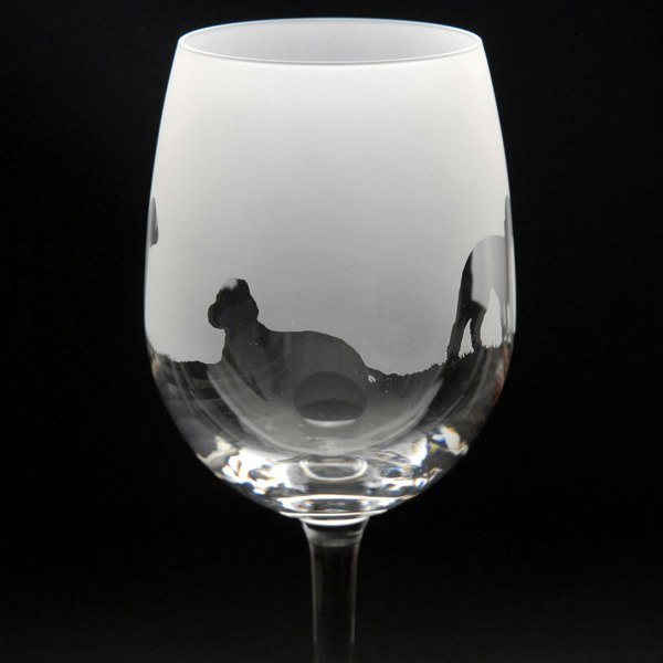 Glyptic Glass Art Bedlington Terrier Dog Crystal Wine Glass - Hand Etched/Engraved Gift