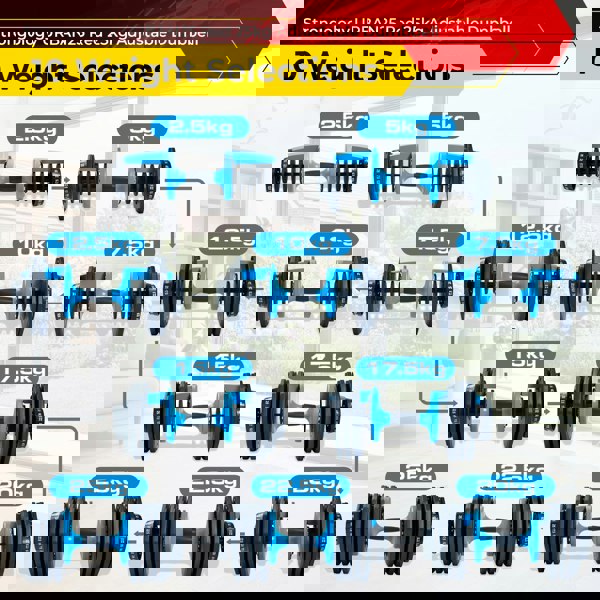 Strongology Urban25 Home Fitness Black and Blue Adjustable Smart Dumbbell from 2.5kg up to 25kg Training Weights