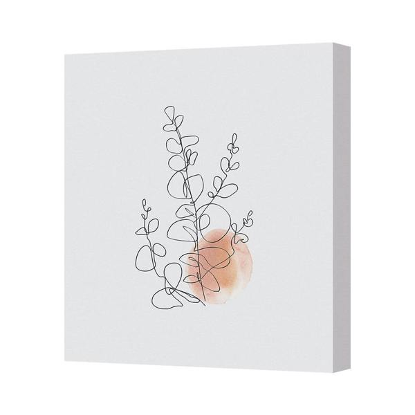 Benjamin Tate Design Minimalist Botanical Line Art Canvas Print With Peach Accent Home Decor