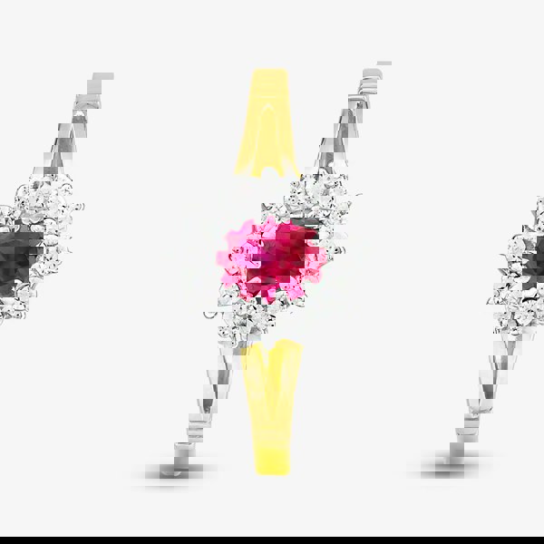 T. H. Baker 9ct Yellow Gold Red & Clear Crystal Cluster Ring DIV006R