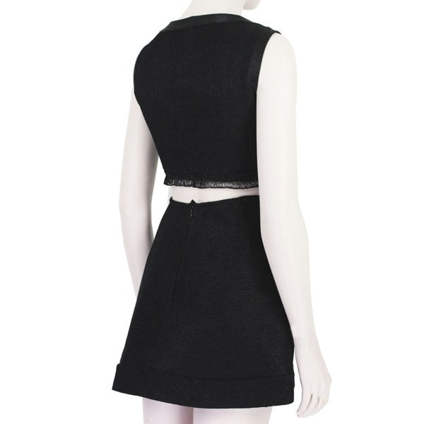Alaia black raffia two-piece dress skirt & top set