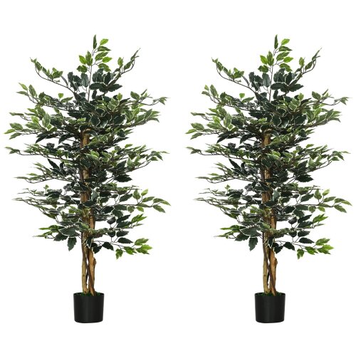 Wyld Haus Diraco Set Of 2 Artificial Ficus Style Trees For Indoor Decorative Use