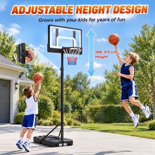 SPORTNOW Basketball Hoop and Stand with Wheels and Base, Black
