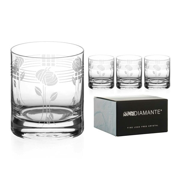 Diamante Mackintosh Inspired Crystal Tumblers - Set of 4