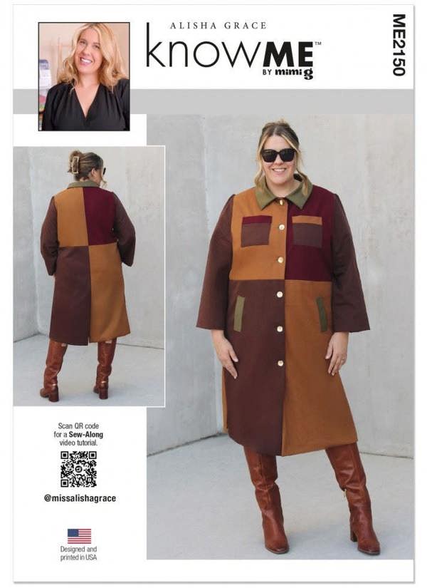Know Me Sewing Pattern 2150, Coats for Women, C6 (8-10-12-14-16-18) - Intermediate