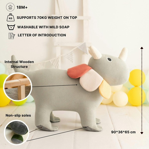CROCHETTS Large triceratops plush with auxiliary seat for children 4050