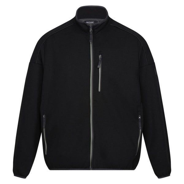 Regatta Mens Kassam Marl Full Zip Fleece Jacket - Black/Agave Green Marl