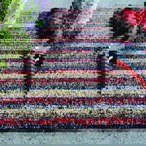 The Rugs Washable Striped Multicolour Mat | Microfibre Rug