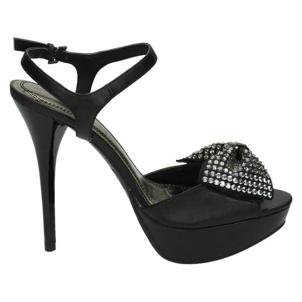 Spot On Ladies Spot On Platform High Heels With Diamante Bow