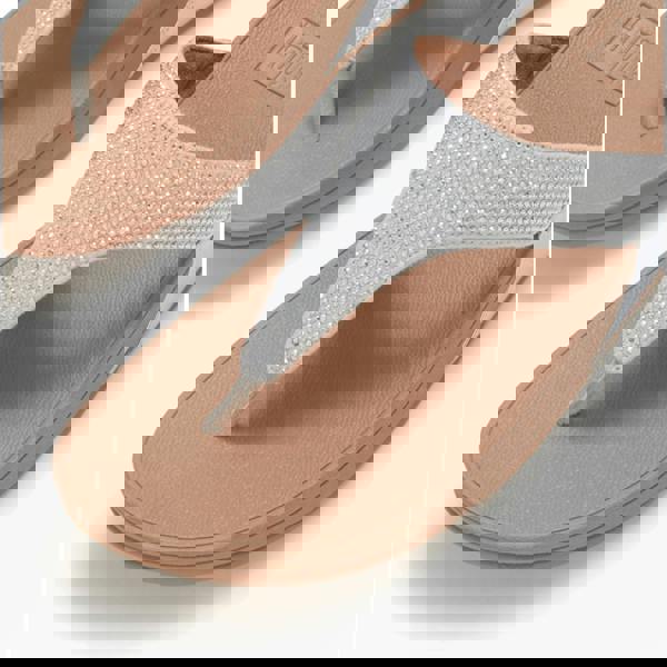 FitFlop FitFlop LULU CRYSTAL EMBELLISHED Womens Toe-Post Sandals Steeled Silver