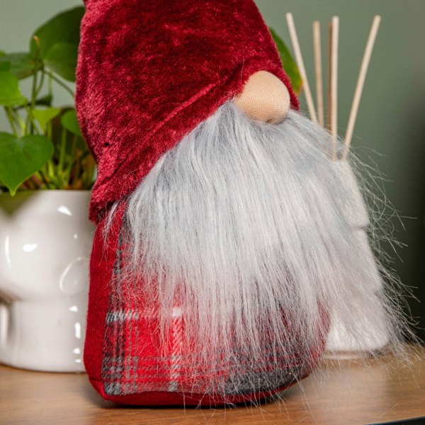 Samuel Alexander 48cm Red Tartan Sitting Christmas Gonk with Snowflake Hat