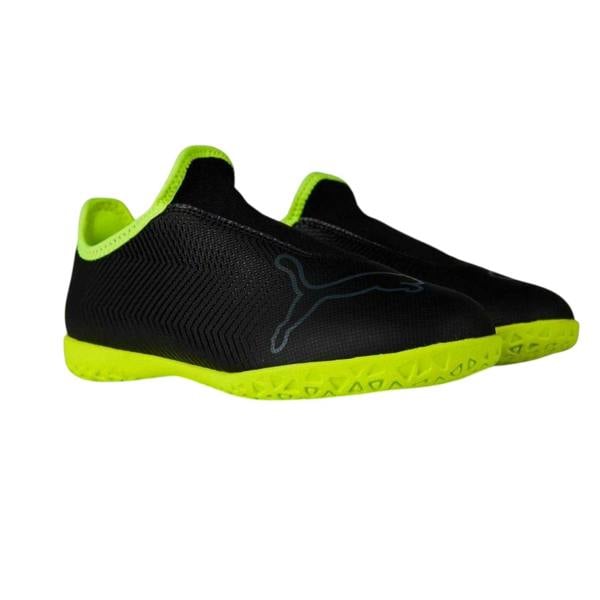 Puma Childrens/Kids Finesse Indoor Football Shoes - Black/Fluorescent Yellow - 