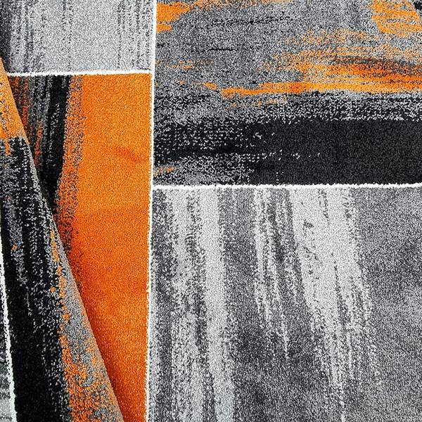 Viva Rugs Modern Rug Orange Grey Black Geometric Abstract Patterned Large XL Small Living Room Bedroom Carpet Mat